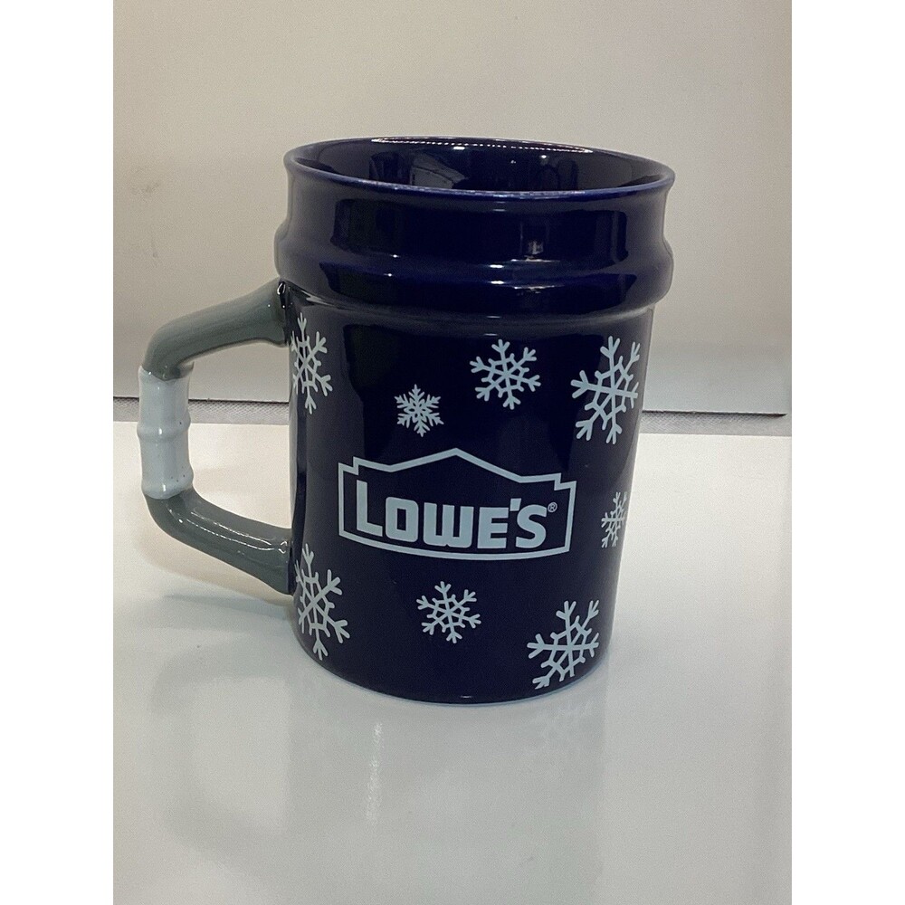 Lowe’s Holiday Snowflake Ceramic Coffee Mug Tree Branch Handle Blue White
